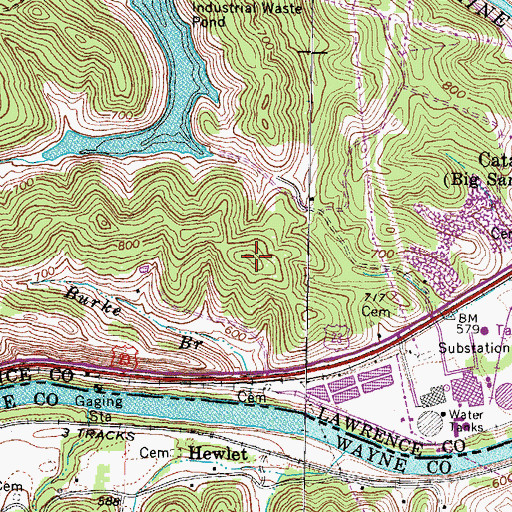 Topographic Map of WSAC-FM (Louisa), KY