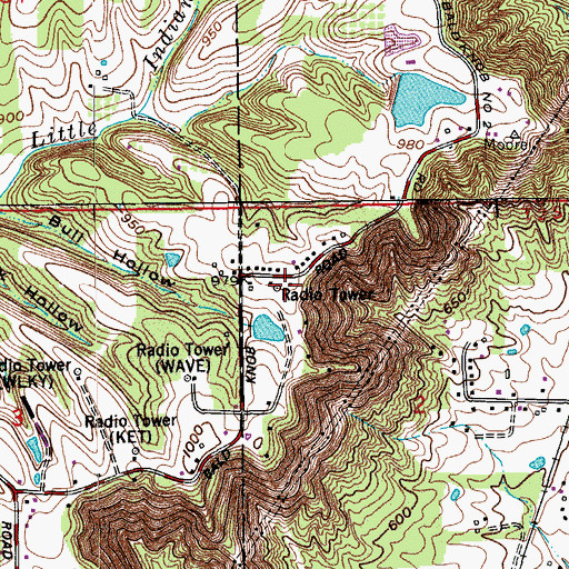 Topographic Map of WVEZ-FM (Louisville), KY