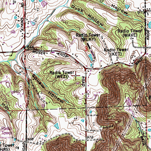 Topographic Map of WDJX-FM (Louisville), KY