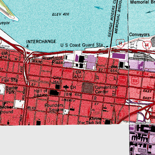 Topographic Map of WZKS-FM (Louisville), KY