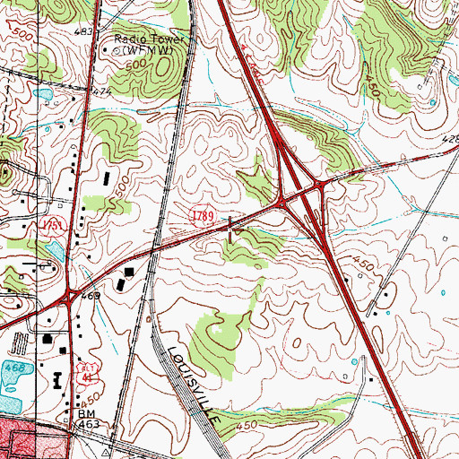 Topographic Map of WKTG-FM (Madisonville), KY
