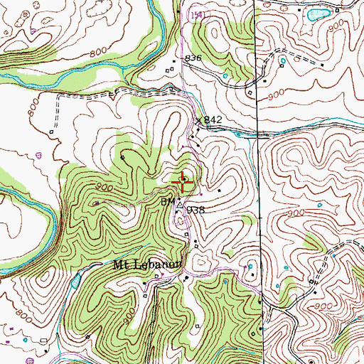 Topographic Map of WCKU-FM (Nicholasville), KY