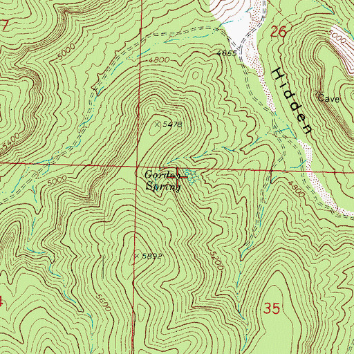 Topographic Map of Gordon Spring, AZ