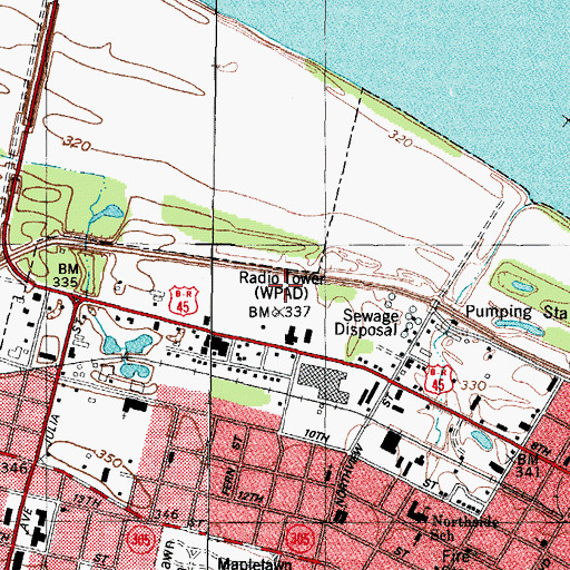 Topographic Map of WDDJ-FM (Paducah), KY