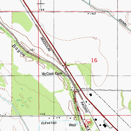 Topographic Map of McCool Cemetery, AR