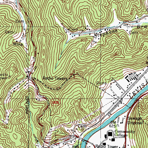 Topographic Map of WQHY-FM (Prestonsburg), KY