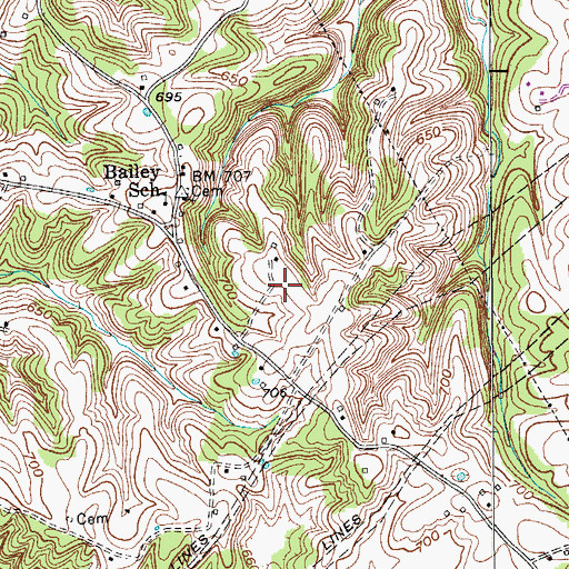 Topographic Map of WBLG-FM (Smiths Grove), KY