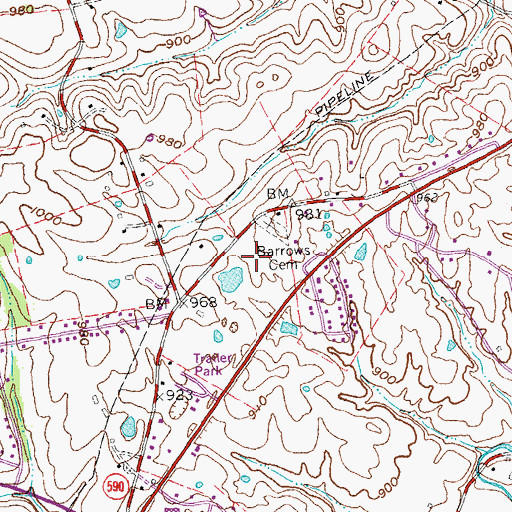 Topographic Map of WRSL-FM (Stanford), KY