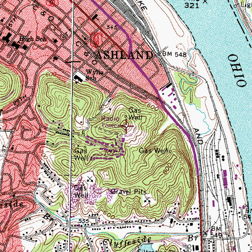 Topographic Map of WKAS-TV (Ashland), KY