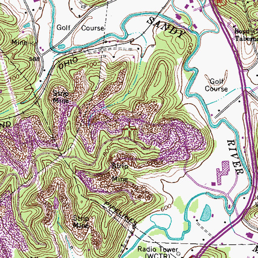 Topographic Map of WHPI-TV (Ashland), KY