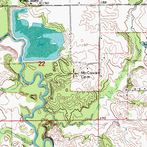 Topographic Map of McCowan Cemetery, AR