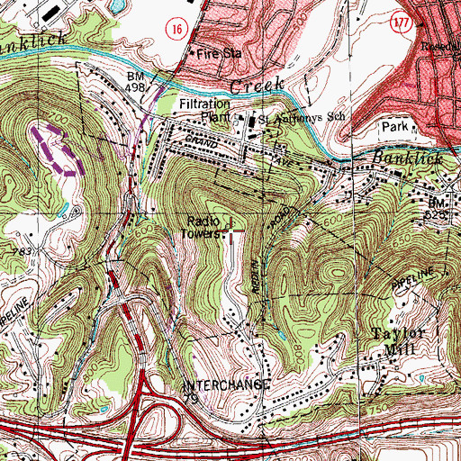Topographic Map of WCVN-TV (Covington), KY