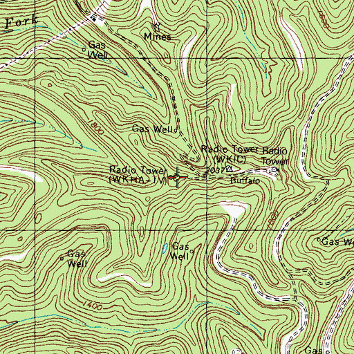 Topographic Map of WKHA-TV (Hazard), KY