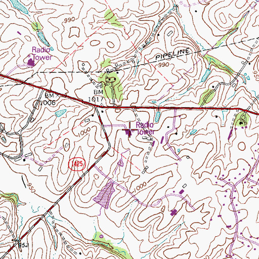 Topographic Map of WTVQ-TV (Lexington), KY