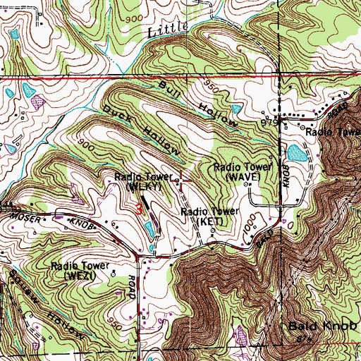 Topographic Map of WLKY-TV (Louisville), KY