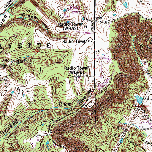 Topographic Map of WDRB-TV (Louisville), KY