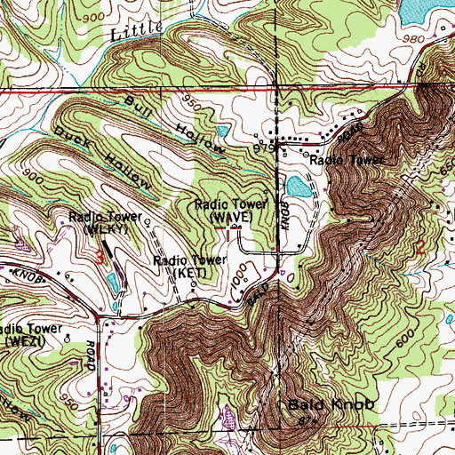 Topographic Map of WAVE-TV (Louisville), KY