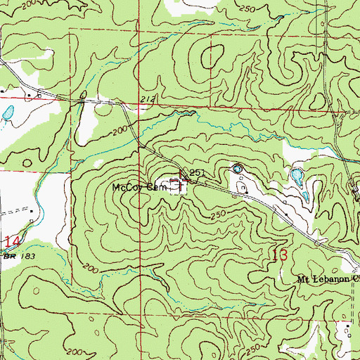 Topographic Map of McCoy Cemetery, AR