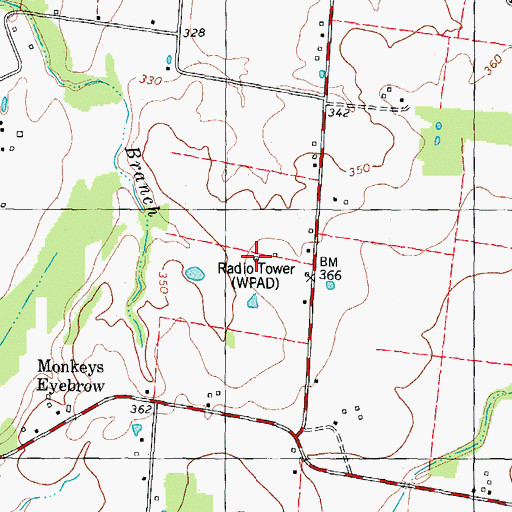 Topographic Map of WPSD-TV (Paducah), KY