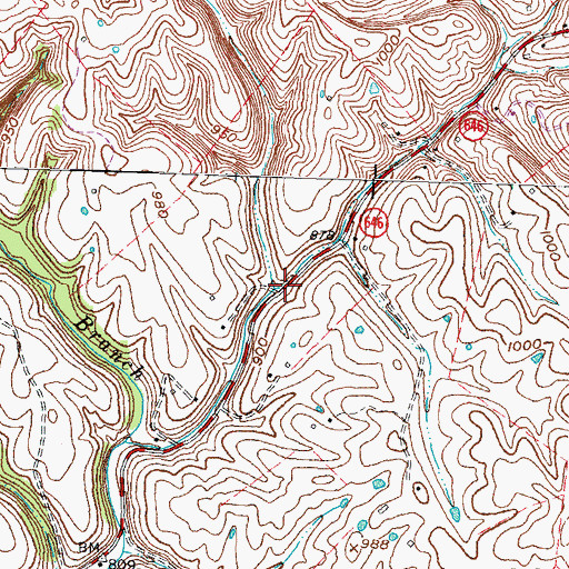 Topographic Map of Crooked Ash Branch, KY
