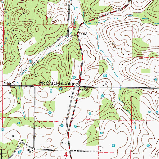Topographic Map of McCracken Cemetery, AR