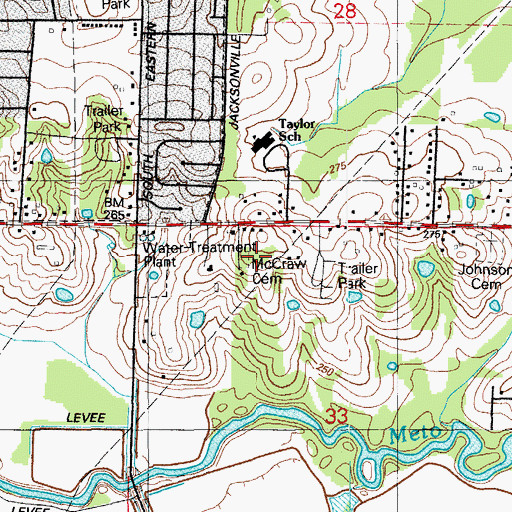 Topographic Map of McCraw Cemetery, AR