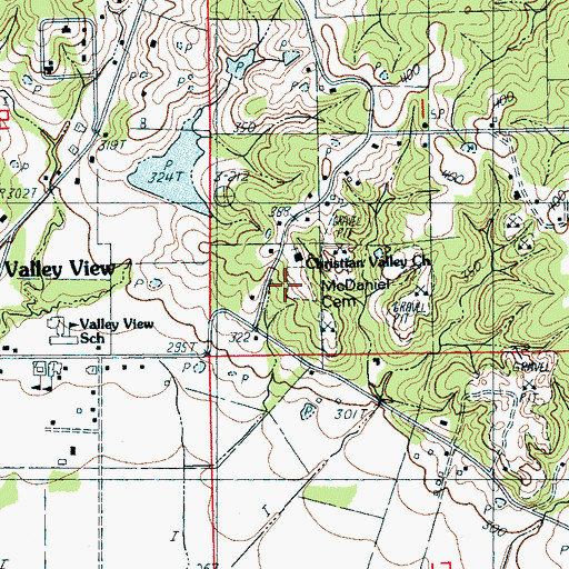 Topographic Map of McDaniel Cemetery, AR