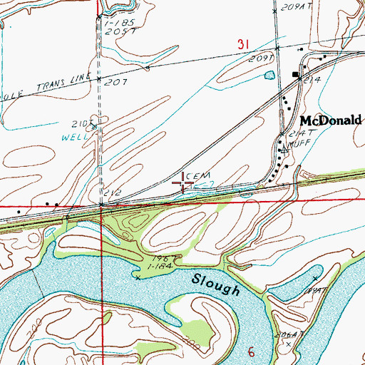 Topographic Map of McDonald Cemetery, AR