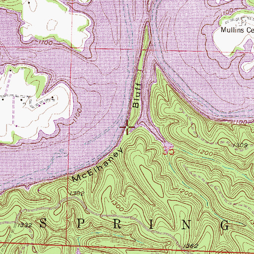 Topographic Map of McElhaney Bluff, AR