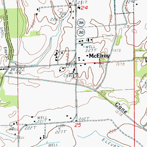 Topographic Map of McElroy Cemetery, AR