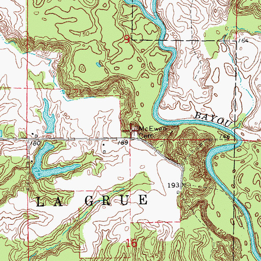 Topographic Map of McEwen Cemetery, AR