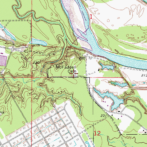 Topographic Map of McFadden Cemetery, AR