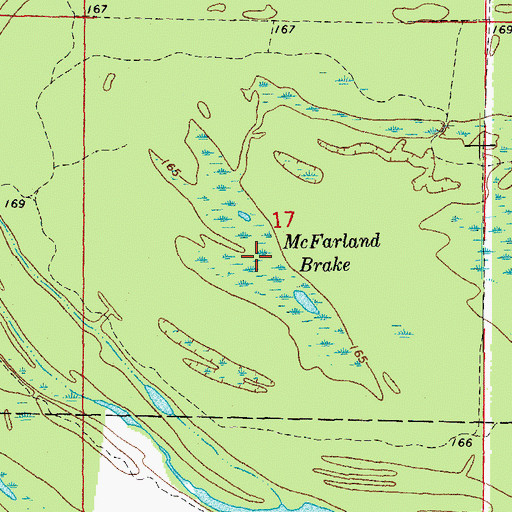 Topographic Map of McFarland Brake, AR