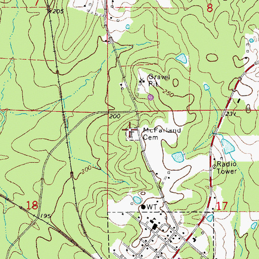 Topographic Map of McFarland Cemetery, AR