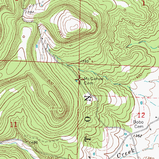 Topographic Map of McGehee Cemetery, AR