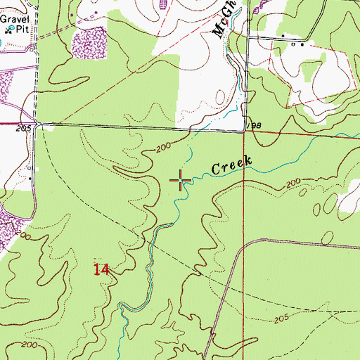 Topographic Map of McGhee Branch, AR