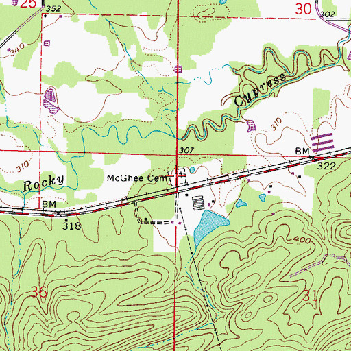 Topographic Map of McGhee Cemetery, AR