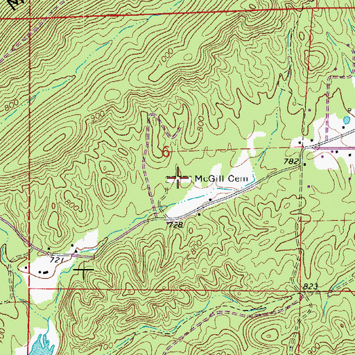 Topographic Map of McGill Cemetery, AR