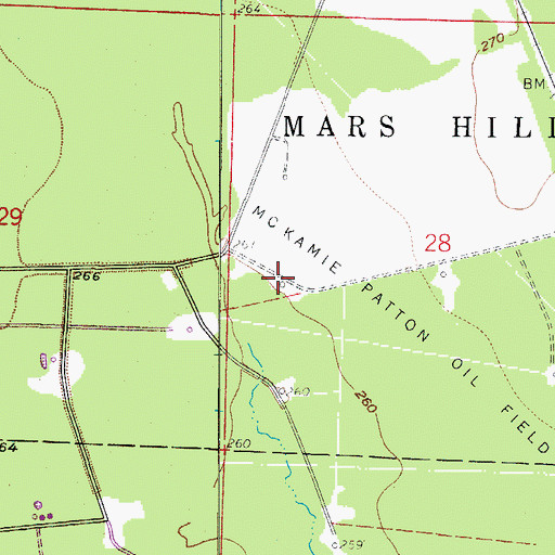 Topographic Map of McKamie Patton Oil Field, AR