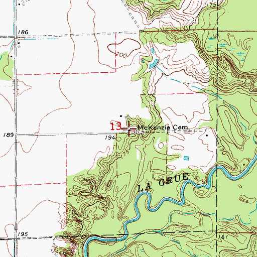 Topographic Map of McKenzie Cemetery, AR