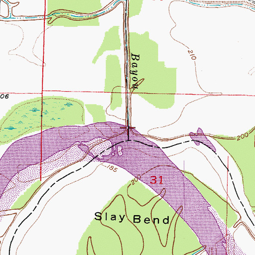Topographic Map of McKinney Bayou, AR