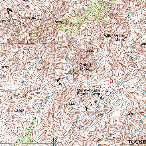 Topographic Map of Gould Mine, AZ