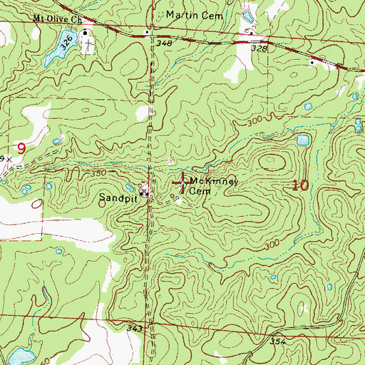 Topographic Map of McKinney Cemetery, AR