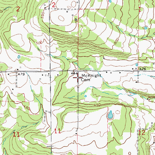 Topographic Map of McKnight Cemetery, AR