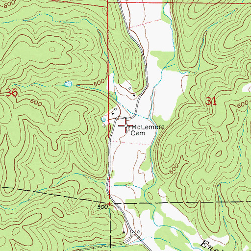 Topographic Map of McLemore Cemetery, AR
