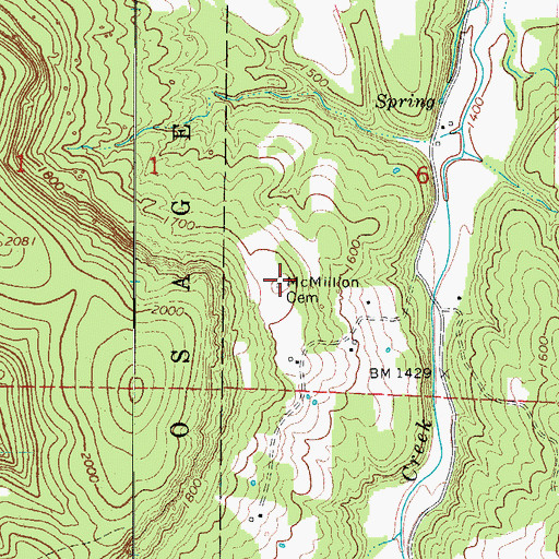 Topographic Map of McMillion Cemetery, AR
