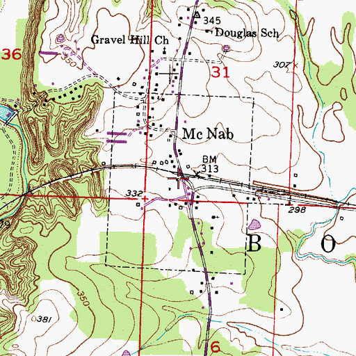 Topographic Map of McNab, AR