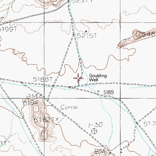 Topographic Map of Goulding Well, AZ