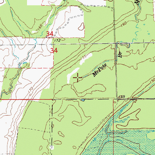 Topographic Map of McPete Branch, AR
