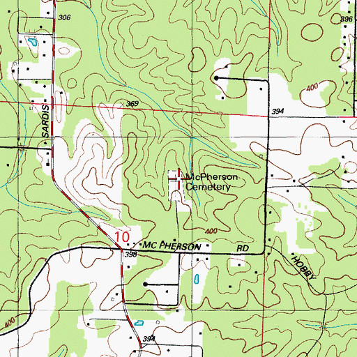 Topographic Map of McPherson Cemetery, AR